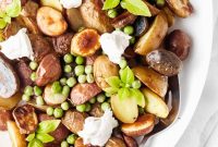Creamy Peas and Potatoes Skillet with Garlic and Herbs