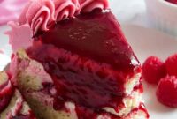 Moist Vanilla Cake with Raspberry Filling and Fresh Glaze