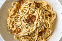 Caramelized Onion Pasta Recipe with Garlic and Parmesan