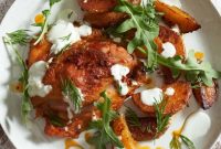 Harissa Roasted Chicken and Potatoes on a Sheet Pan