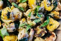 Blackstone Shrimp Tortellini Alfredo Recipe for Creamy Skillet Dinner