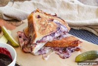 Smoked Ham Grilled Cheese with Blueberry BBQ Glaze