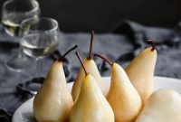 Poached Pears in Red Wine with Cinnamon and Honey