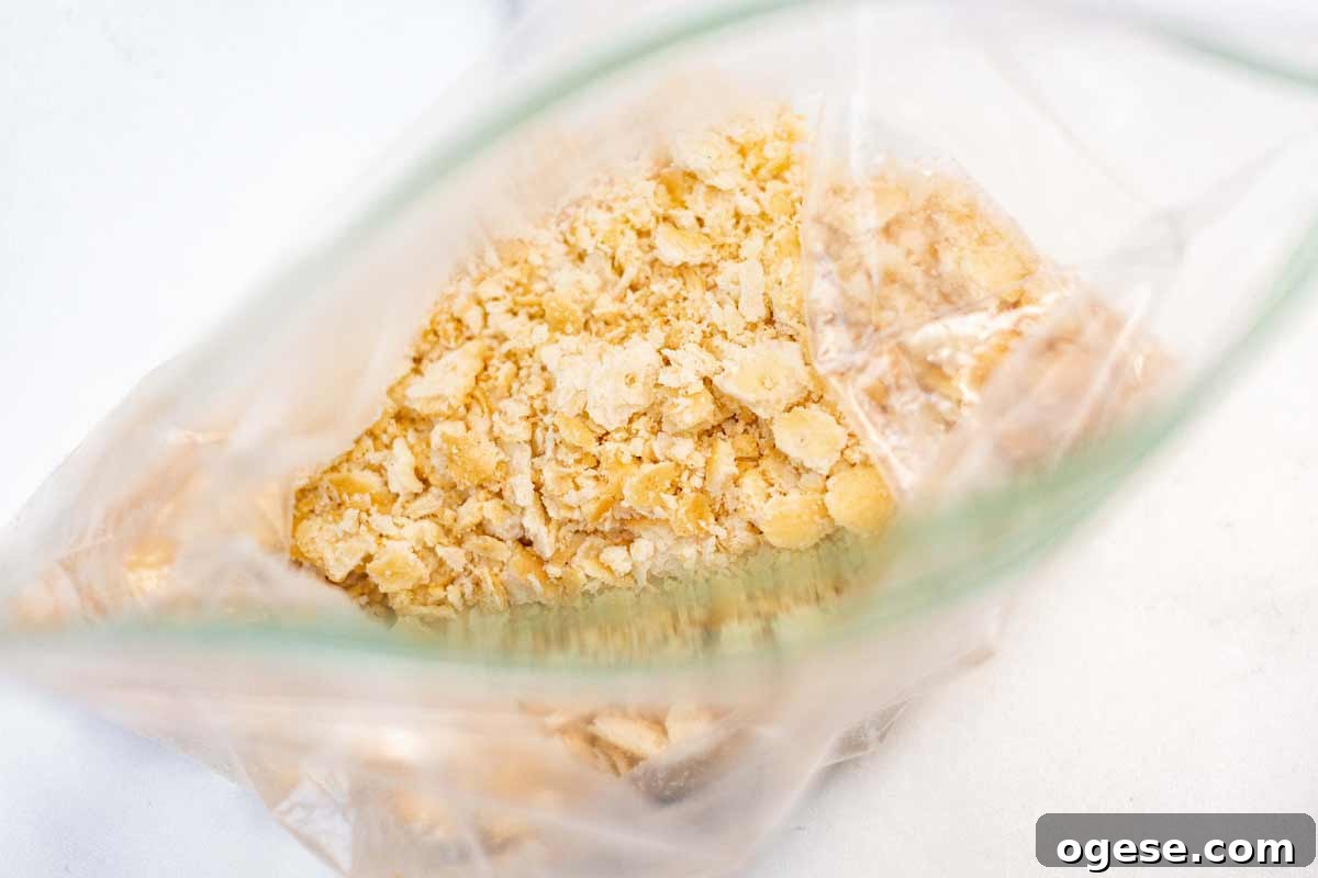 Classic Ritz-Crusted Meatloaf Recipe for Tender, Savory Results 10 Crushed Ritz crackers in a sandwich zipper baggie.