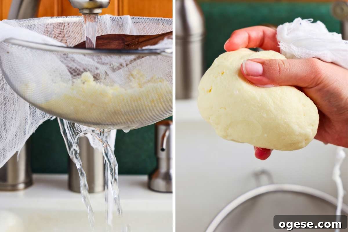 Make Real Homemade Butter Without a Churn: Simple Method 7 butter being rinsed with water.