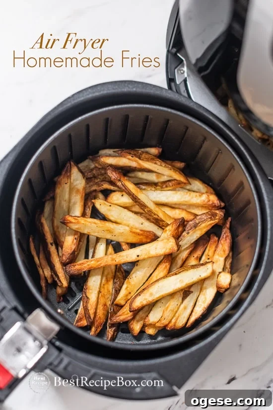 Air Fryer Homemade Air Fried French Fries Recipe in basket 