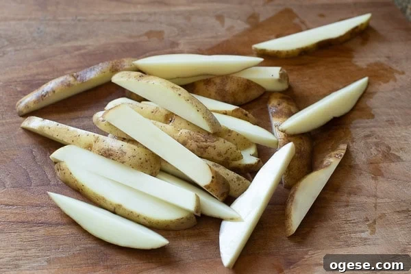 cut potatoes