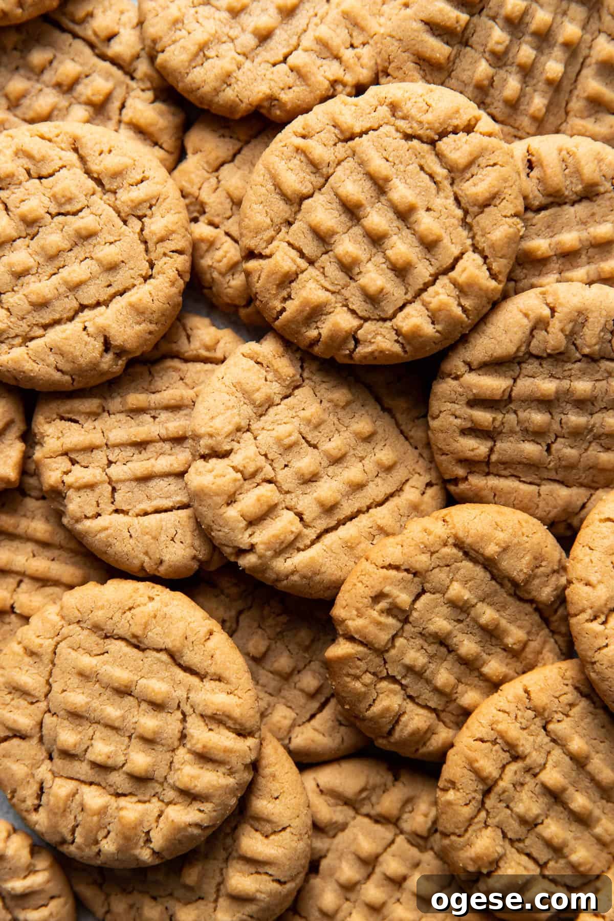 Chewy Peanut Butter Cookie Recipe for Perfect Cookies 3 pile of peanut butter cookies.