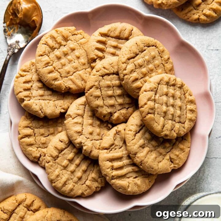 peanut butter cookies on a plate.