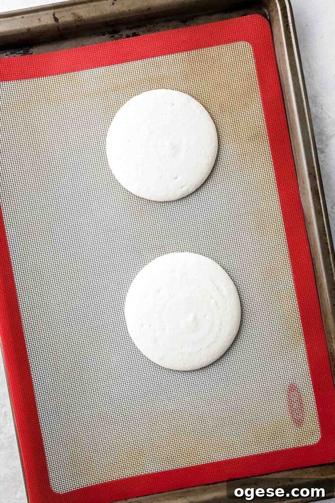 macaron batter after banging on the counter