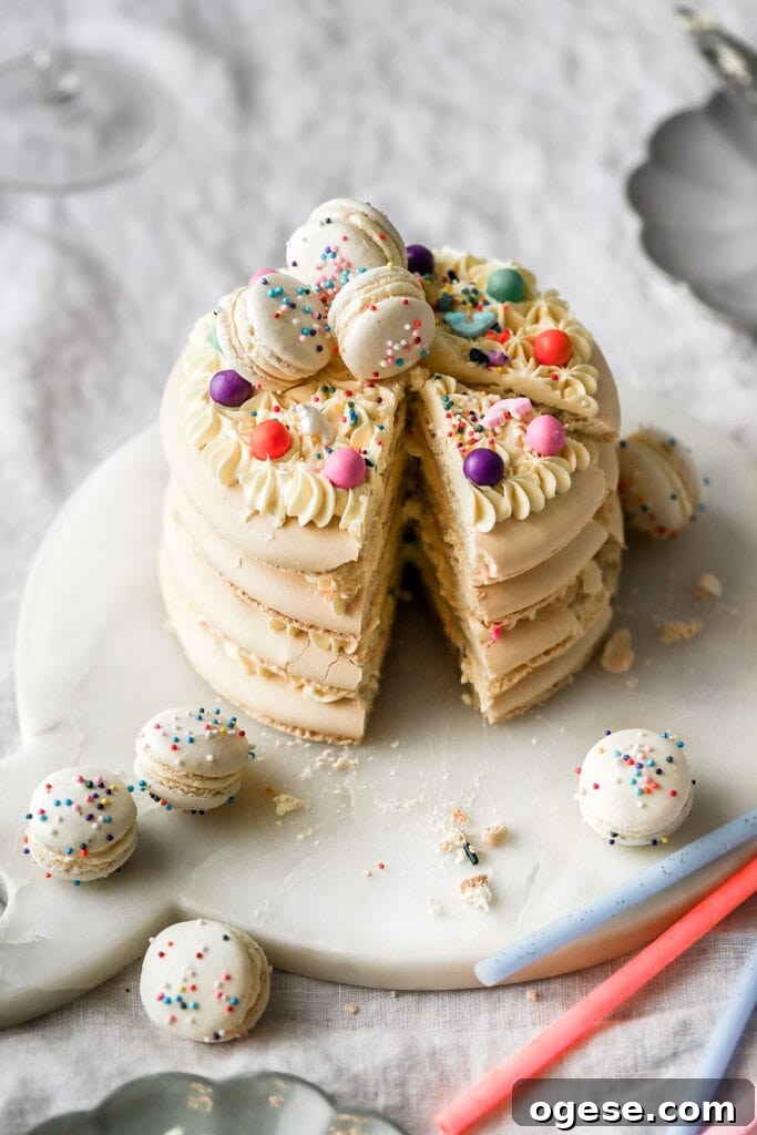 macaron birthday cake