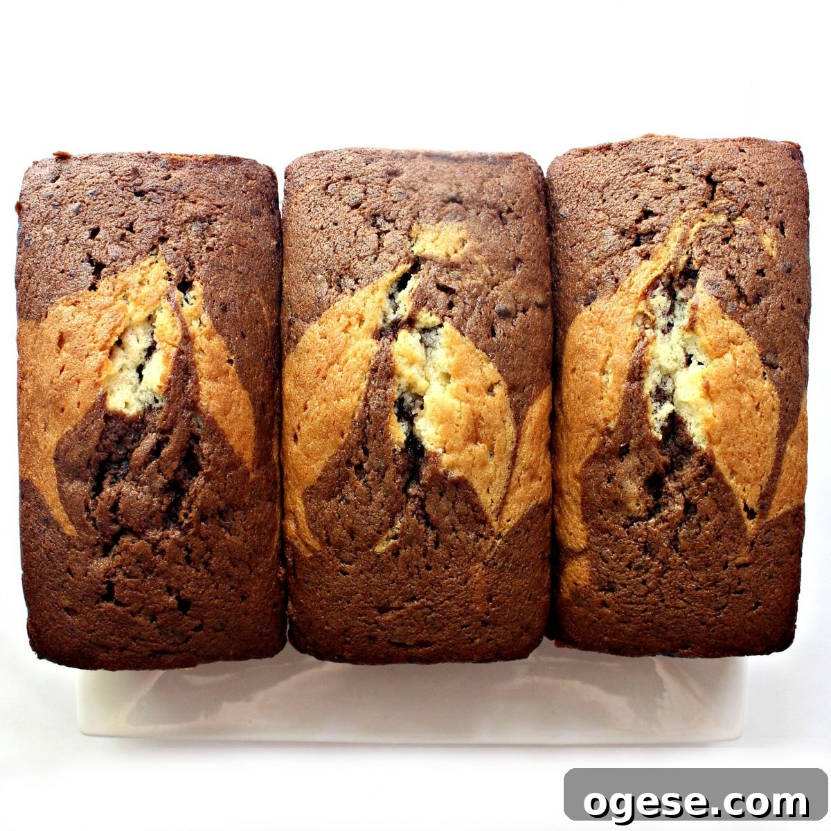 Moist Chocolate Marble Pound Cake Recipe 5 Three loaves of marbled chocolate and vanilla pound cake.