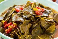 Creamy Slow Cooker Collard Greens with Tomatoes