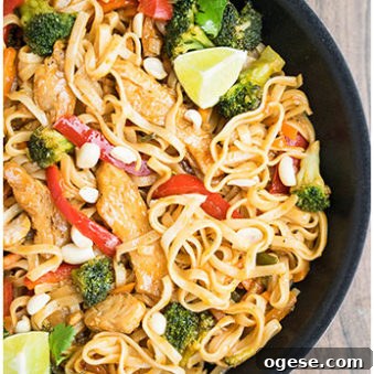 Easy Chicken Pad Thai in Nonstick Pan.
