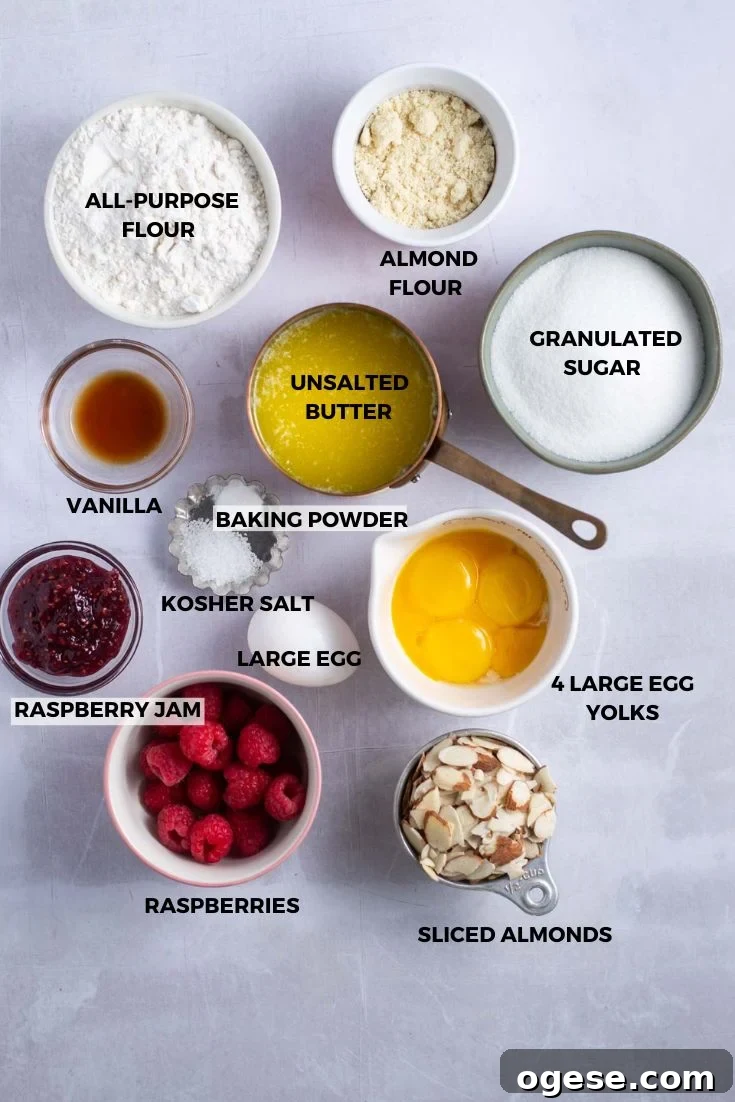 ingredients for raspberry almond cake