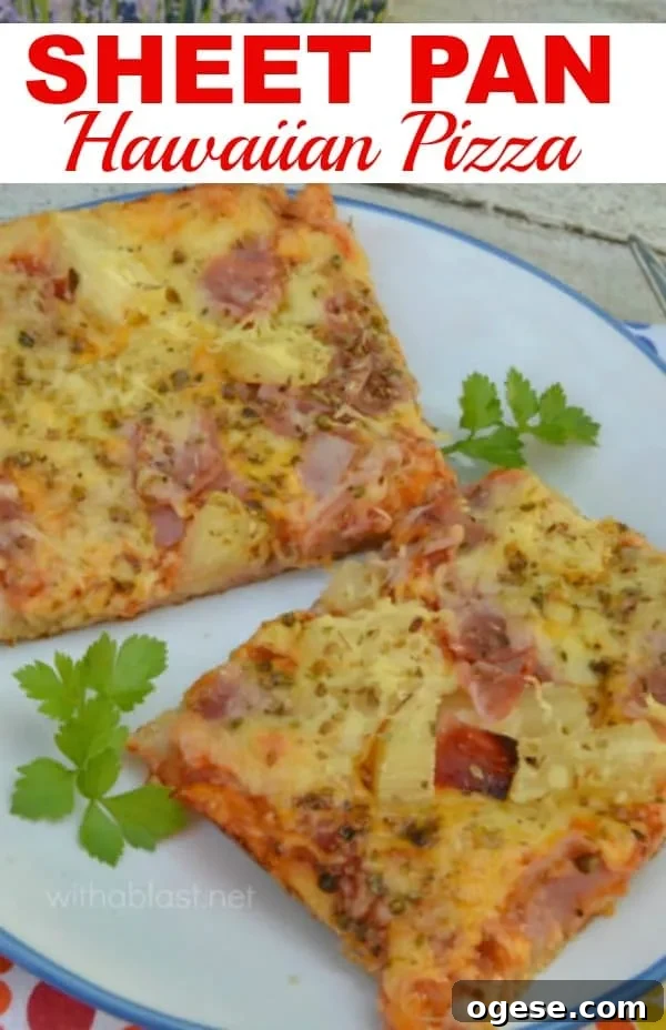 Sheet Pan Hawaiian Pizza is made with a super quick pizza base - 2 pizzas ready in 30 minutes. Sheet Pan Hawaiian Pizza