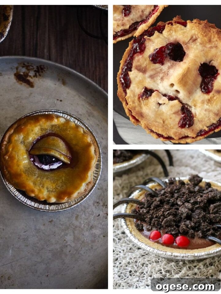collage of three images showing some halloween pie recipes