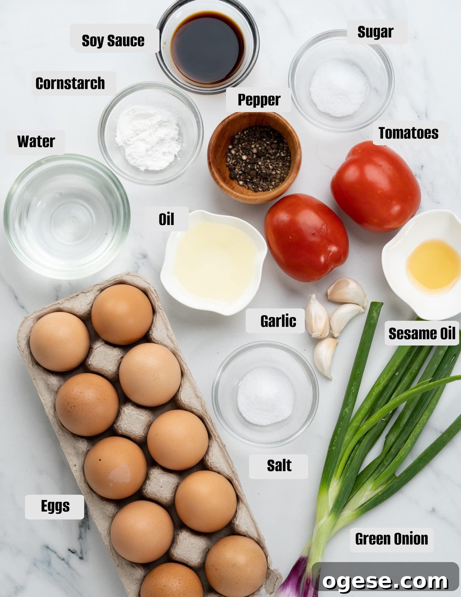 Quick Tomato and Egg Stir-Fry Recipe for Weeknights 4 Ingredients for Tomato Egg stir fry.