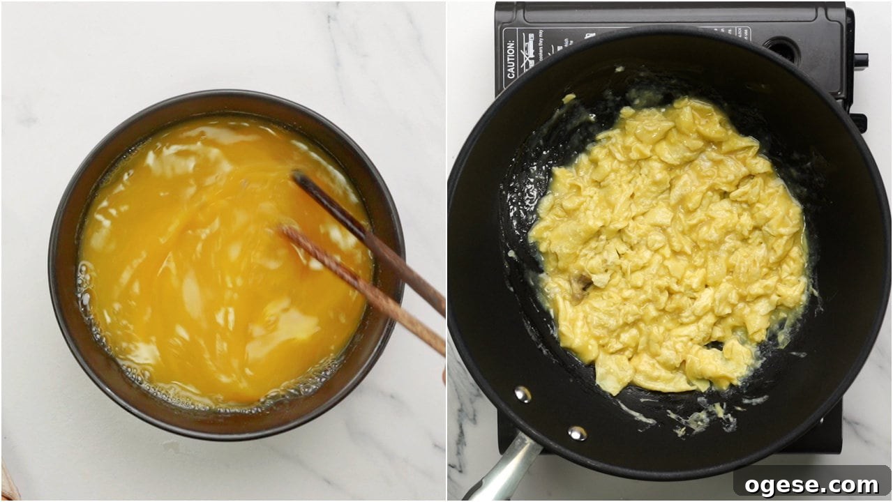Quick Tomato and Egg Stir-Fry Recipe for Weeknights 5 step 1 - Make scrambled egg