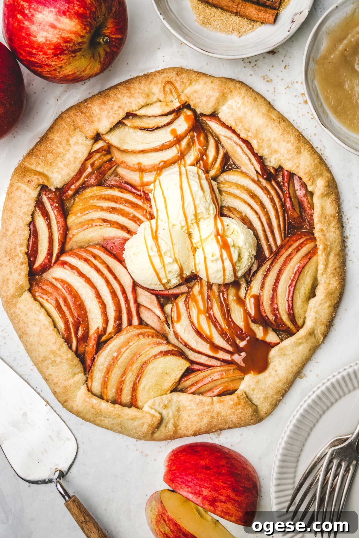 Rustic French Apple Tart Recipe: Classic Free-Form Tarte Tatin Alternative 2 Old-fashioned apple tart on a table