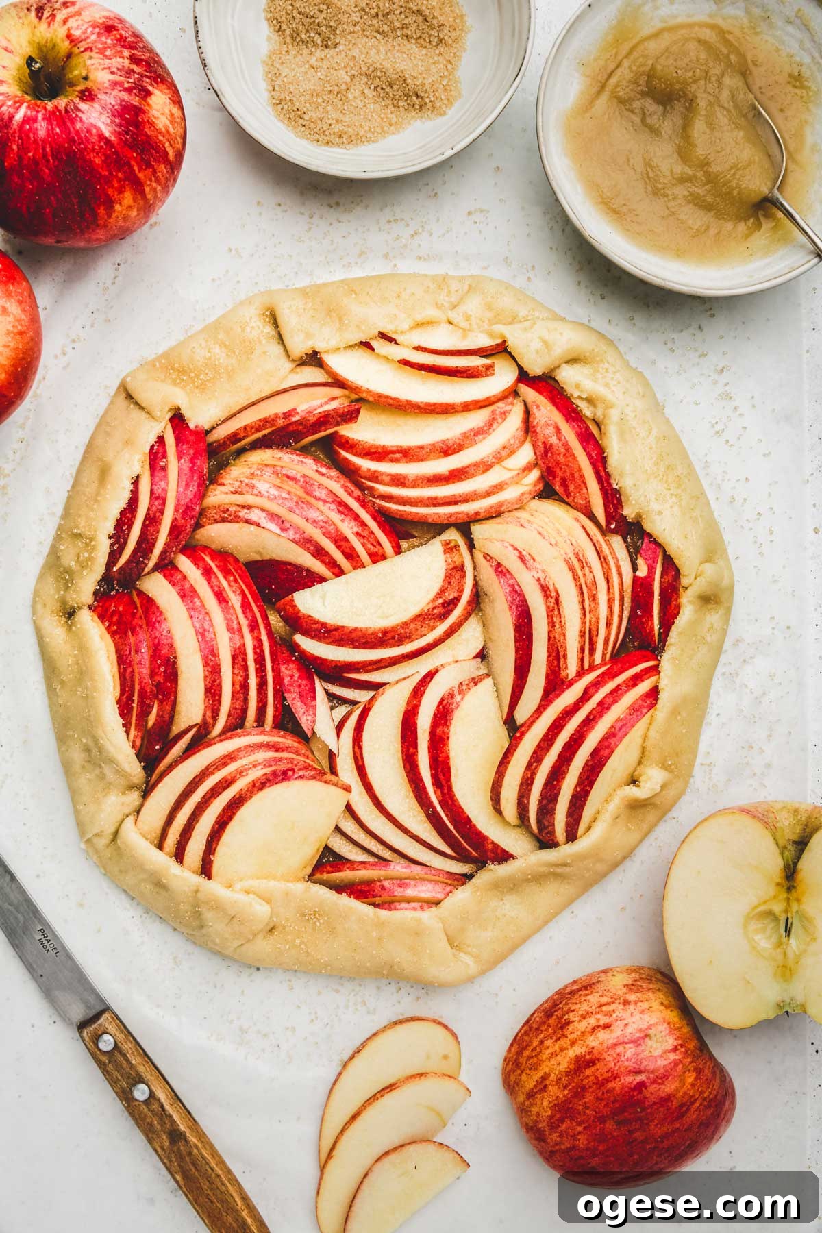 Rustic French Apple Tart Recipe: Classic Free-Form Tarte Tatin Alternative 8 Rustic apple tart before baking