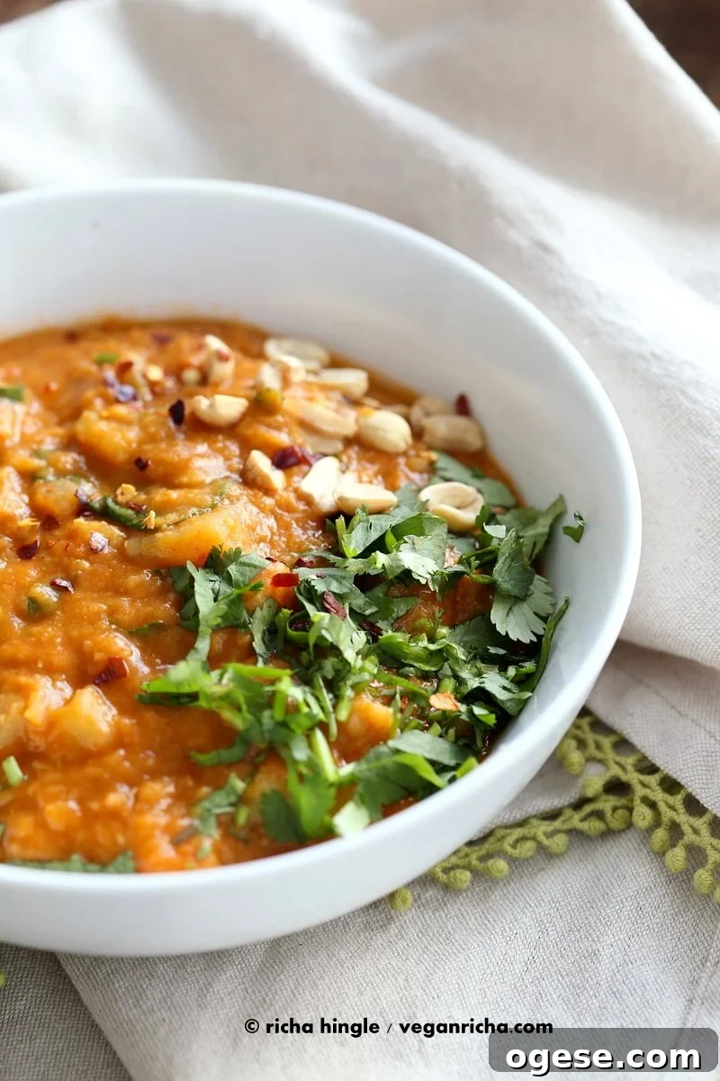 African Peanut Lentil Soup. African Peanut Stew with lentils and veggies. | VeganRicha.com #vegan #glutenfree #stew #recipe