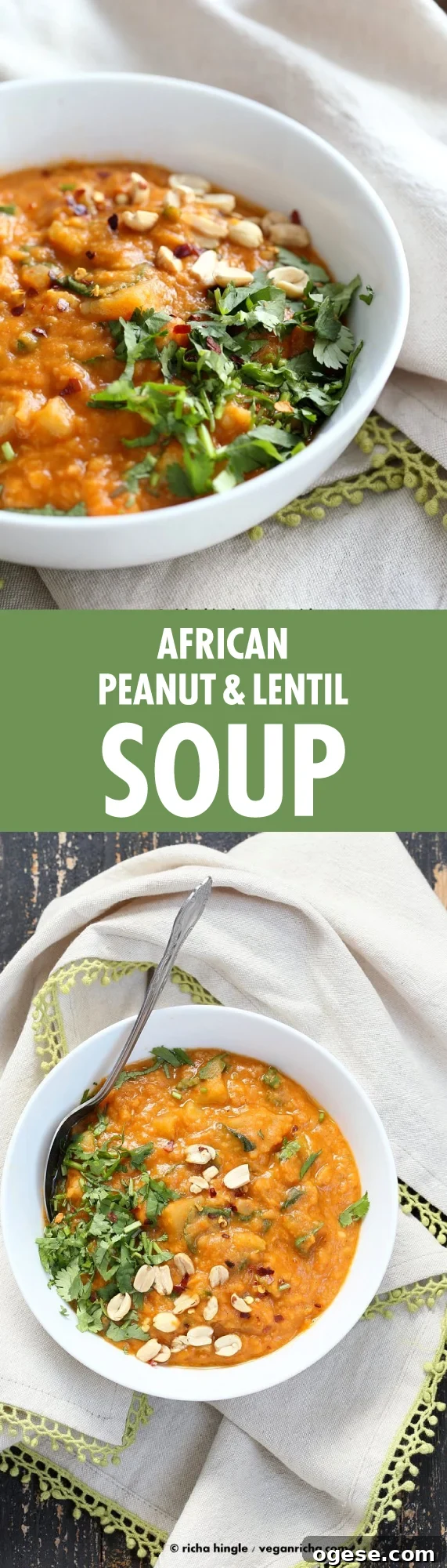 African Peanut Lentil Soup. African Peanut Stew with lentils and veggies. | VeganRicha.com #vegan #glutenfree #stew #recipe