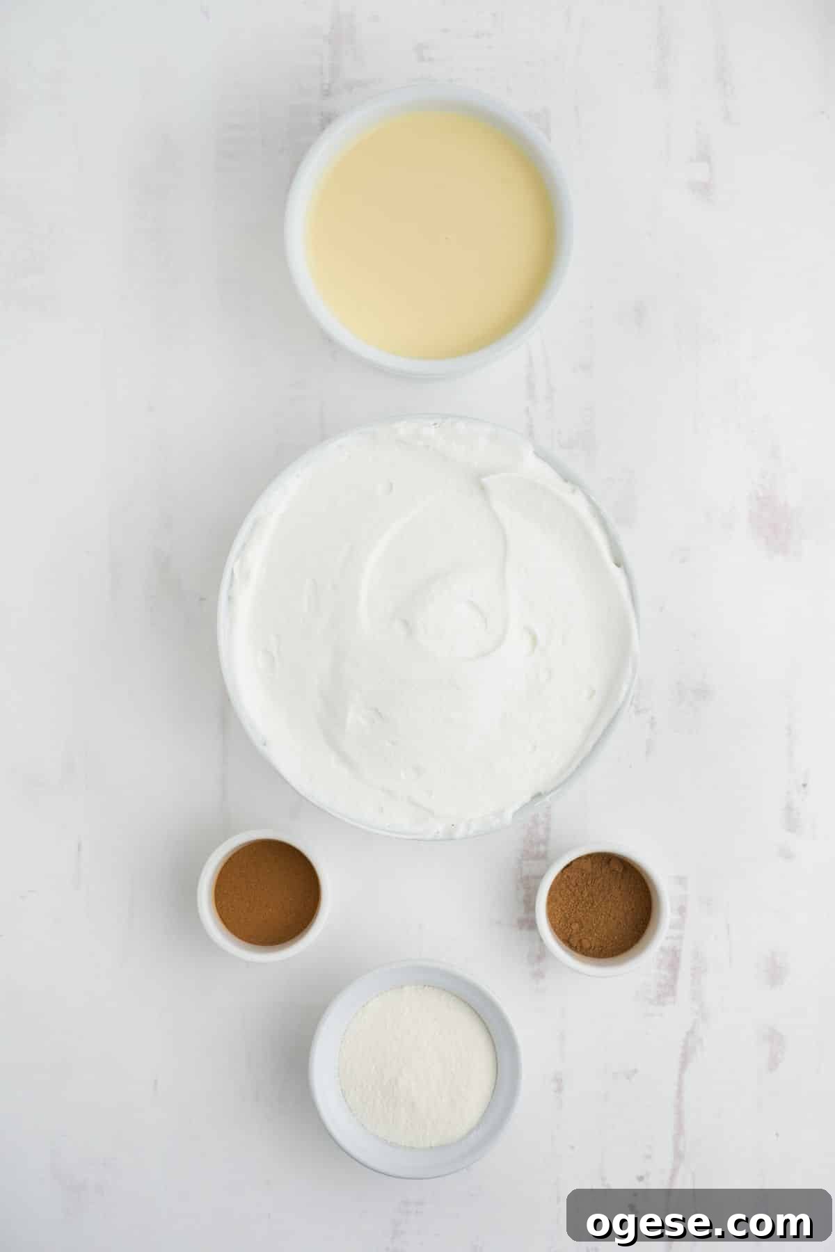 Ingredients to make eggnog on the table before mixing together.