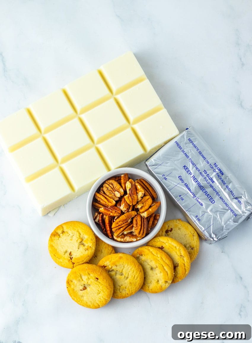 an overhead image showing the measured ingredients needed to make a batch of pecan pie truffles
