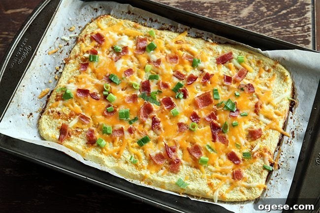 Cheesy Cauliflower Breadsticks with Loaded Toppings 6 Cheesy Loaded Cauliflower Bread