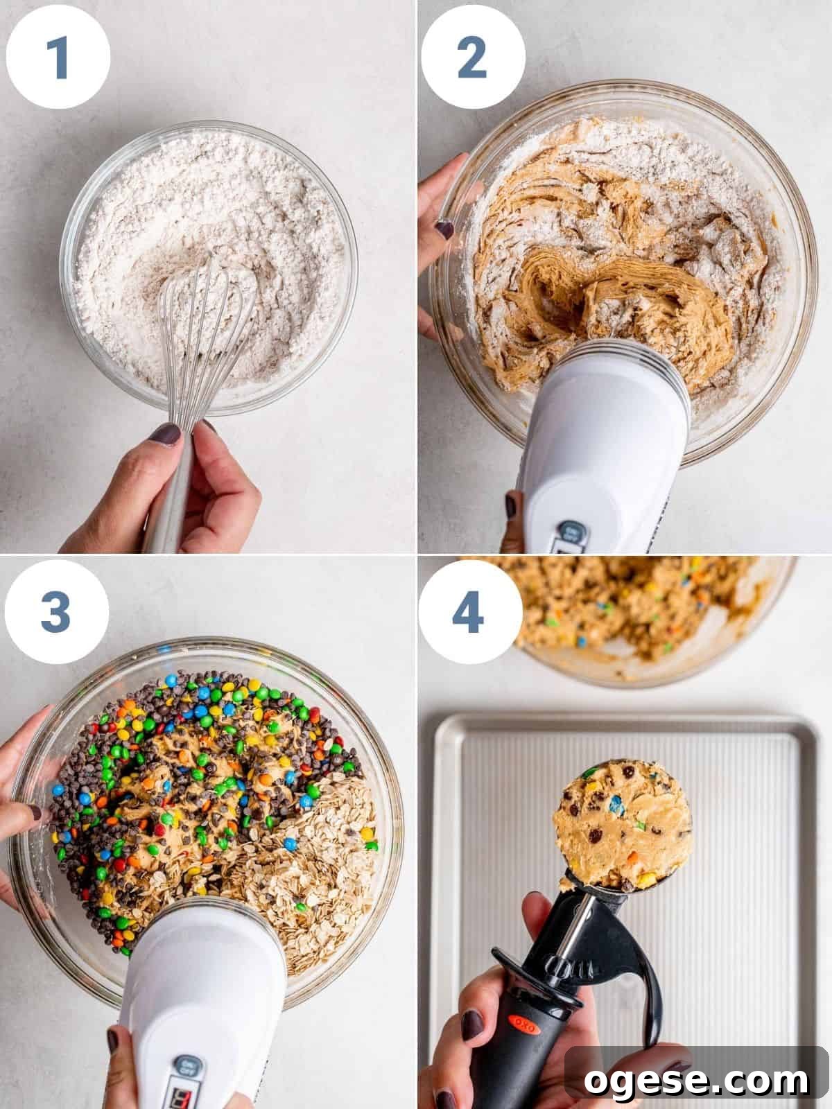 step by step instructions showing the process of making the cookies