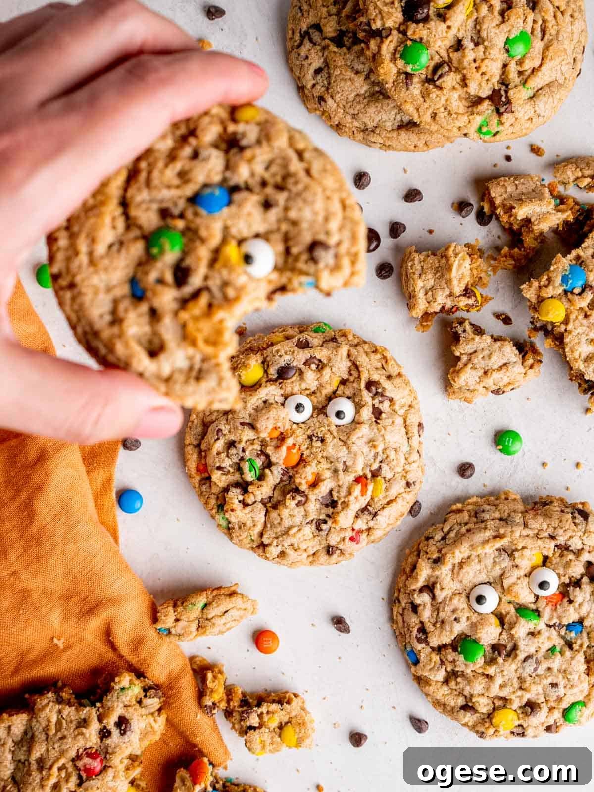 monster cookies with eyeball sprinkles on them