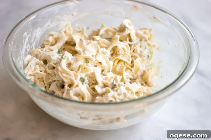 Homestyle Ground Beef and Egg Noodle Casserole (Video) 5 egg noodles with the cream cheese,sour cream and parmesan mixture combined