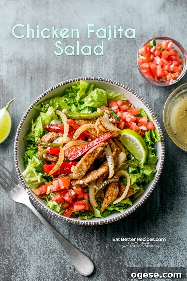 Low Carb Healthy Chicken Fajita Salad in a bowl
