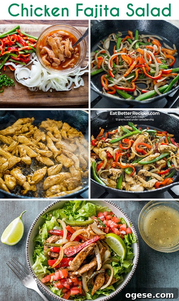 Low Carb Healthy Chicken Fajita Salad step by step photos