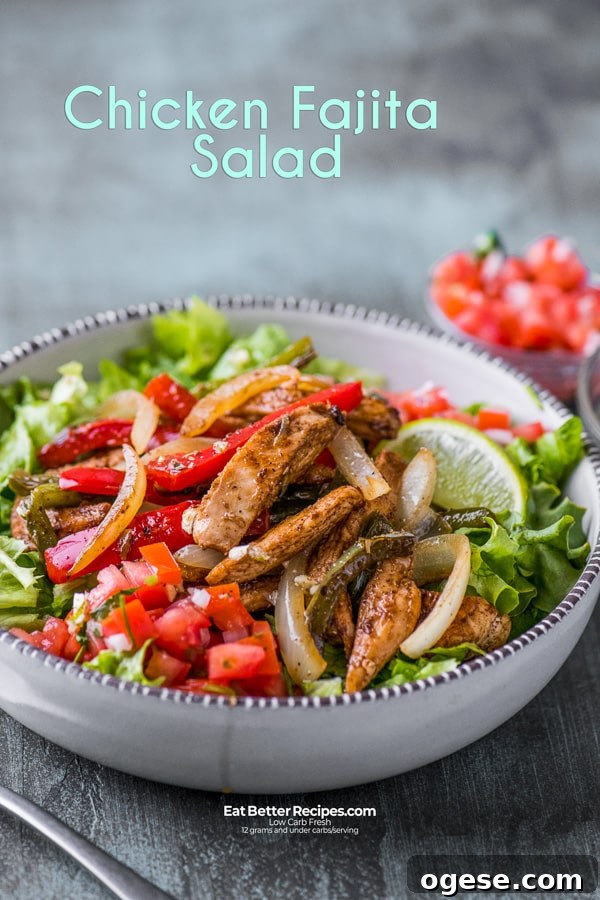 Low Carb Healthy Chicken Fajita Salad in a bowl