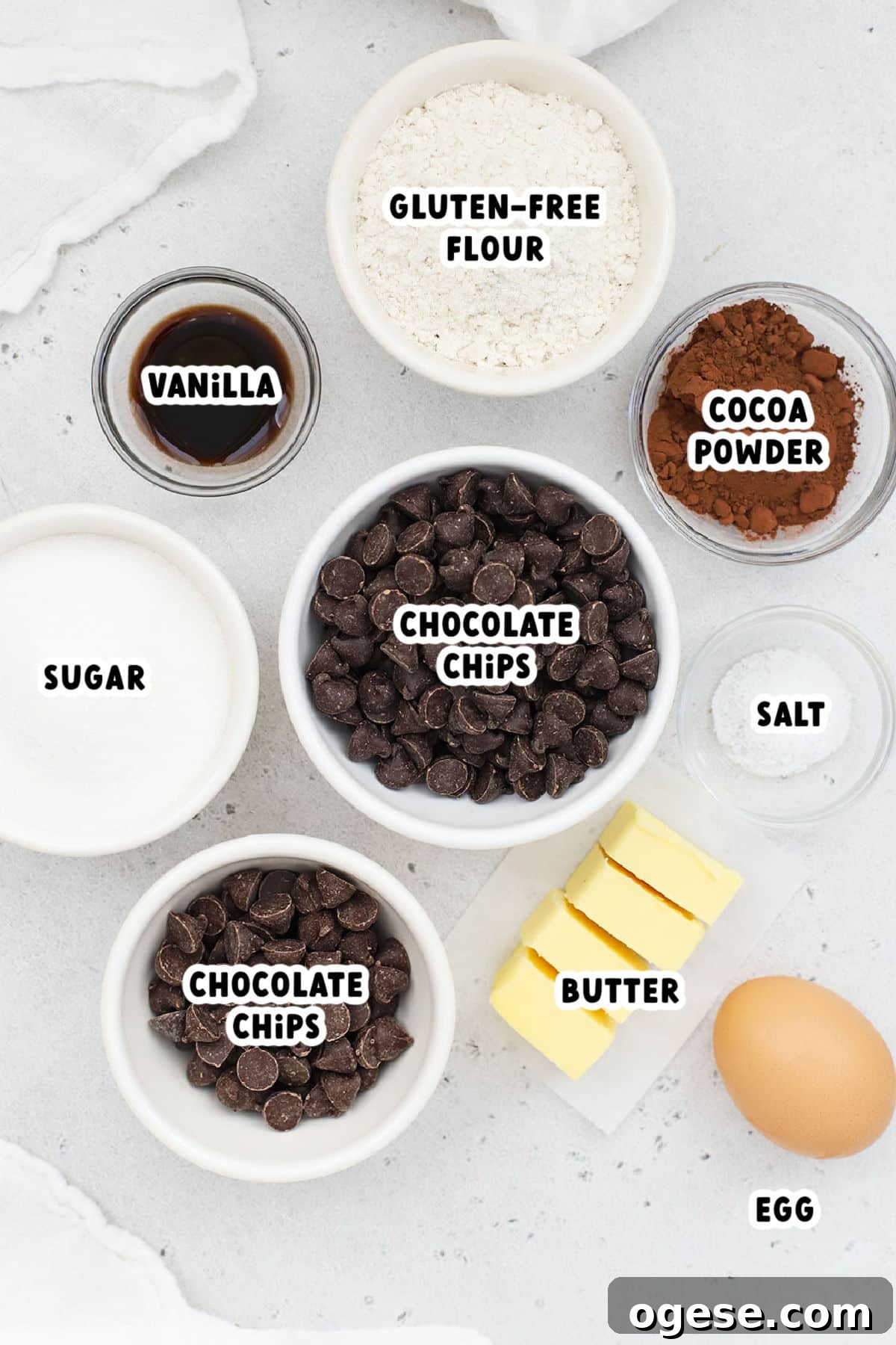Ingredients for small batch gluten-free brownies