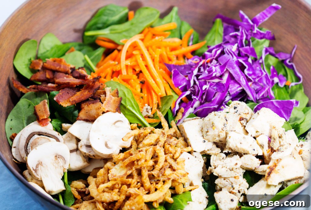Spinach and Grilled Chicken Salad with Warm Bacon Vinaigrette 2 Spinach chicken Salad with lemon garlic vinaigrette
