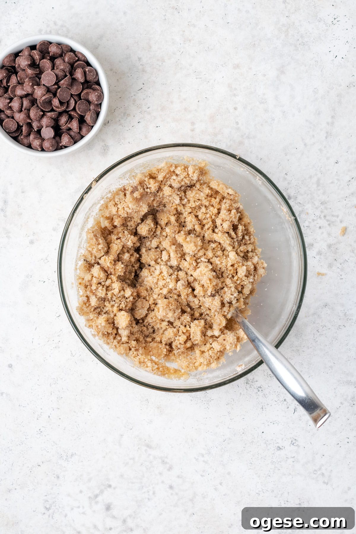 Gluten free flour, brown sugar, white sugar, cinnamon and butter combined to make a streusel topping.