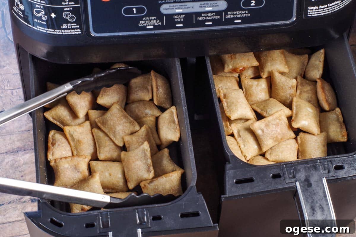 air fryer pizza bites in drawers