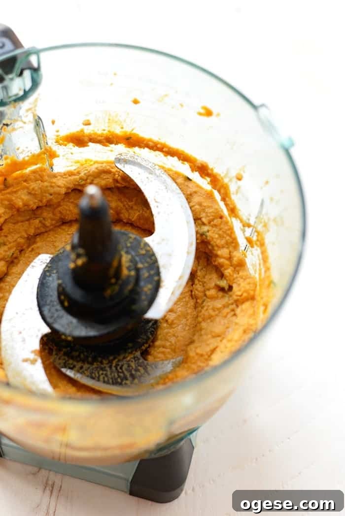 sweet potato hummus in food processor