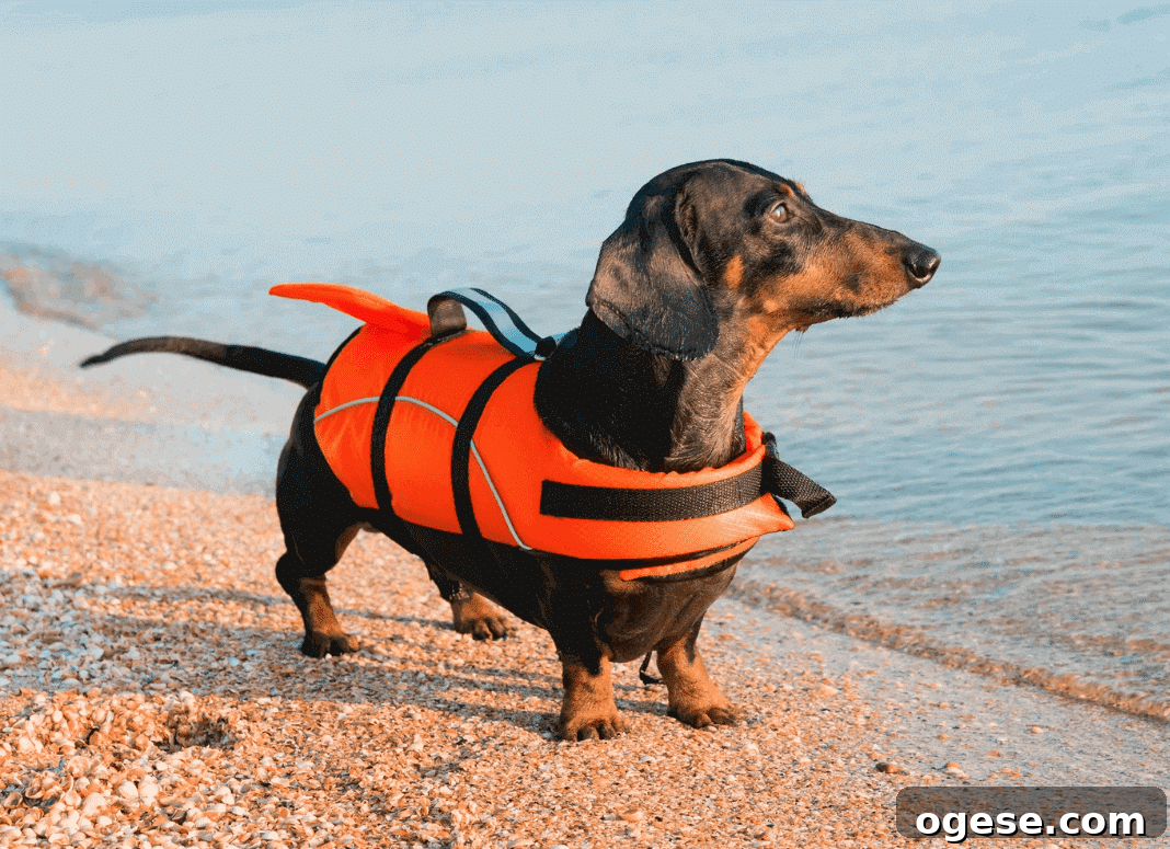 Dachshund on the beach