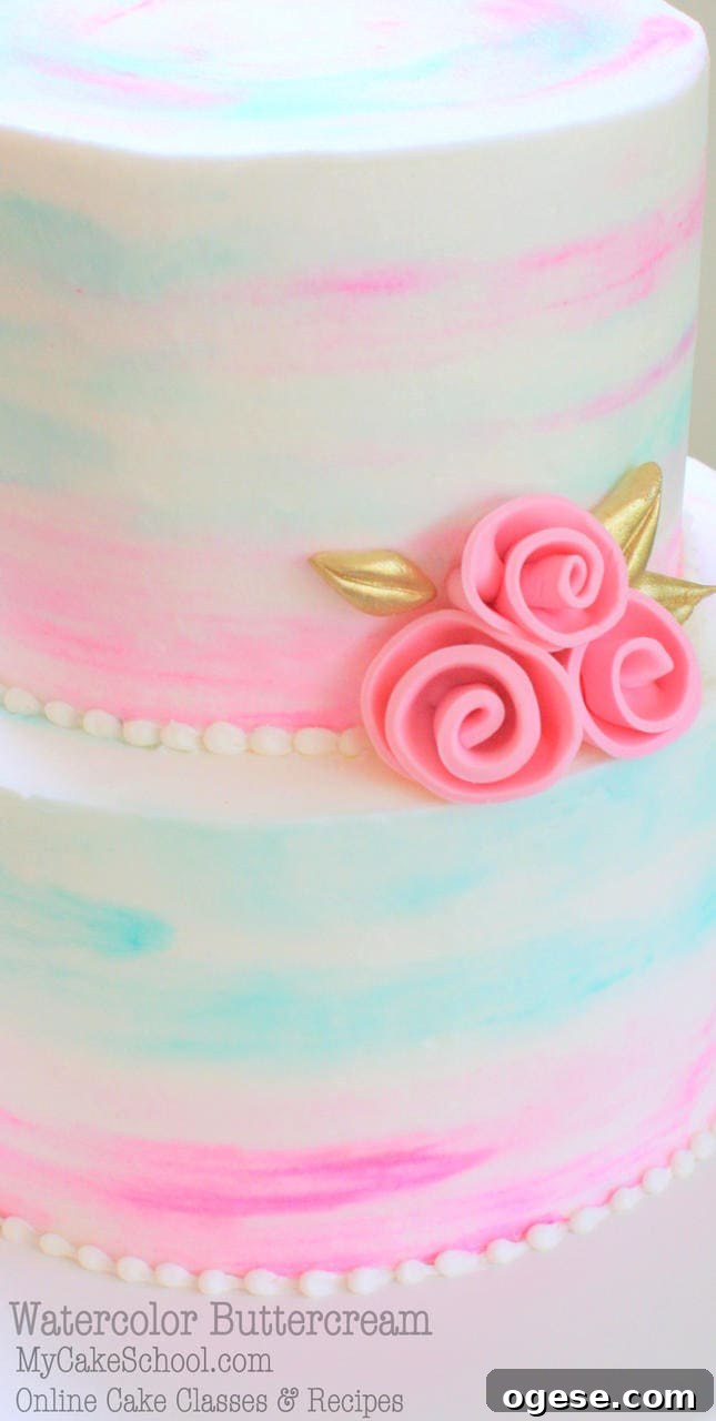 Beautiful Watercolor Buttercream Video Tutorial by MyCakeSchool.com.