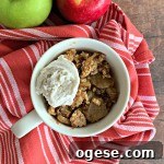 close up of Apple Crisp in a Mug