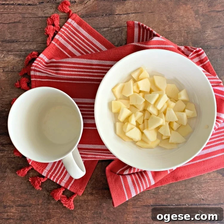 Peel and dice apples