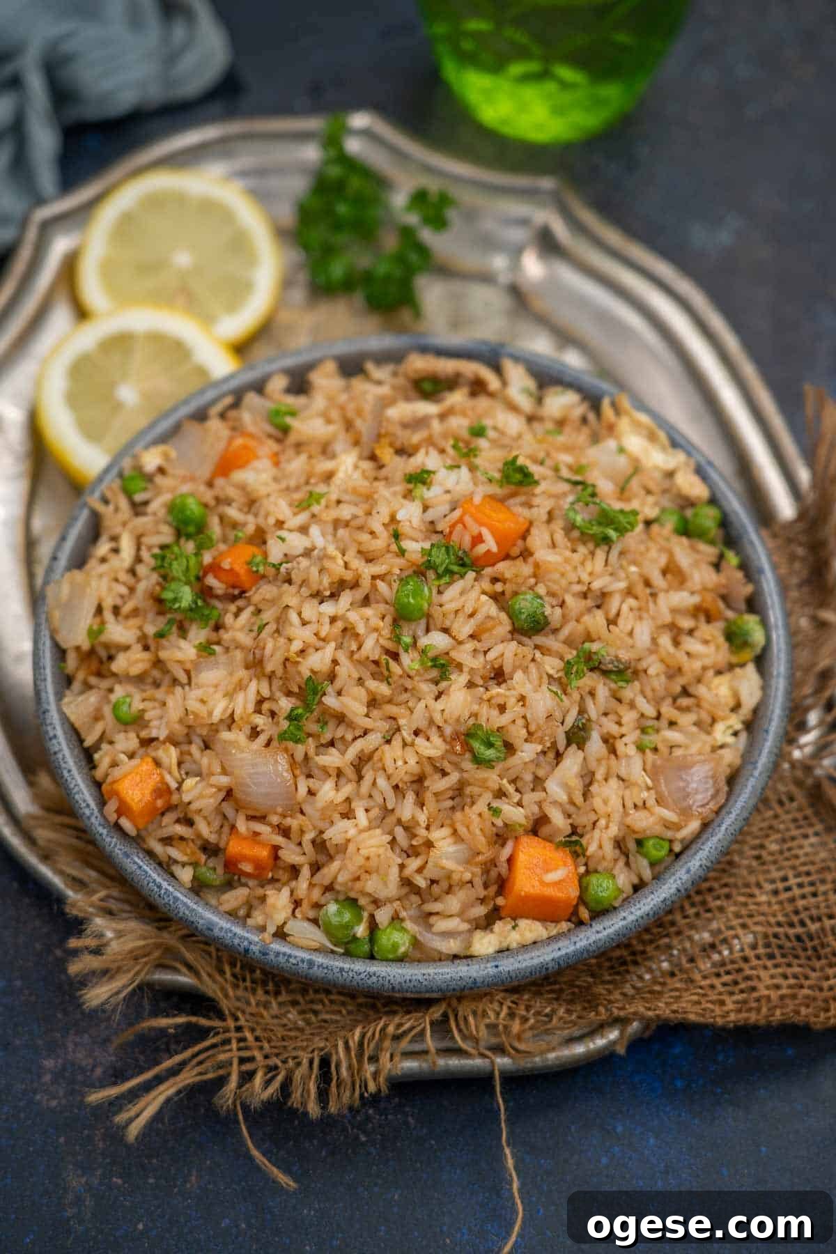 Hibachi fried rice served on a plate.