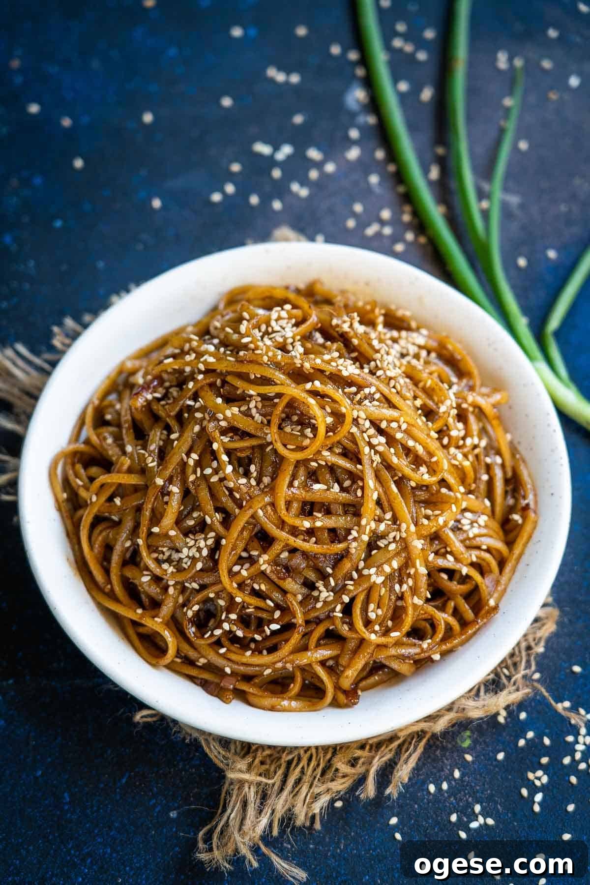 Hibachi noodles served in a bowl.