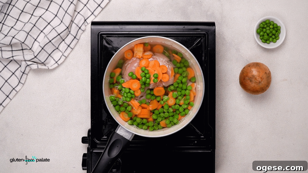 Sautee your veggies and chicken, put them in water on the stove for about 15 mintues.