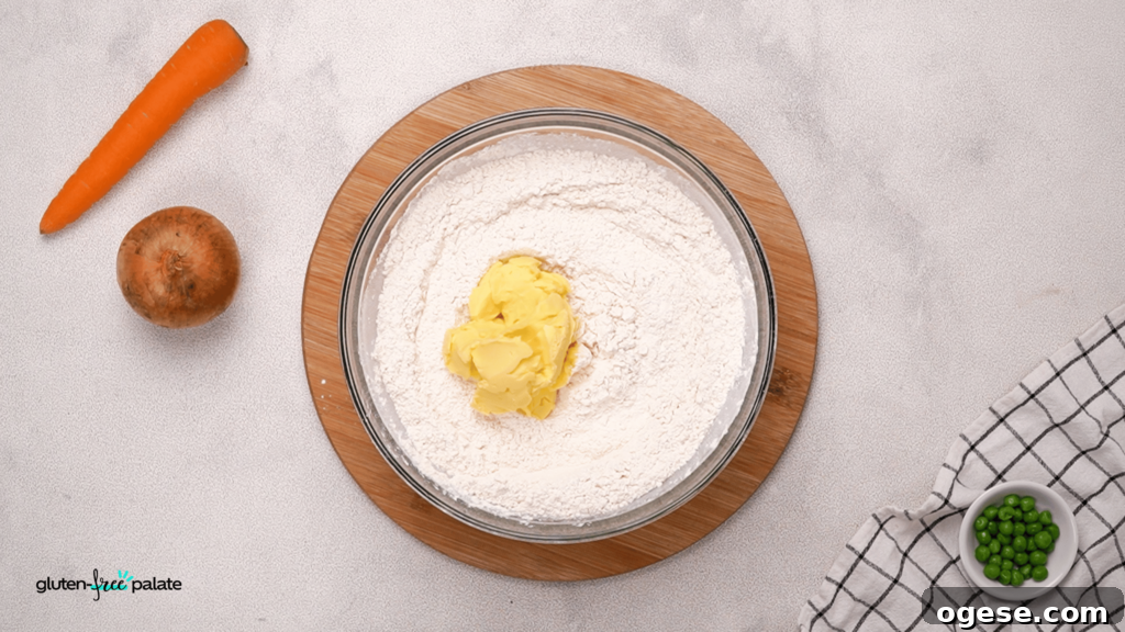 I use cold butter when I'm making the crust for gluten free chicken pot pie.
