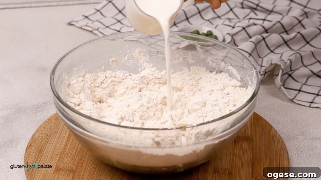 Add milk to the crust batter, and mix it all together.